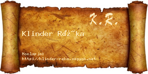Klinder Réka névjegykártya